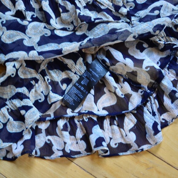 The Kooples Printed navy blue top with frills Size 1 US XS - Picture 8 of 13